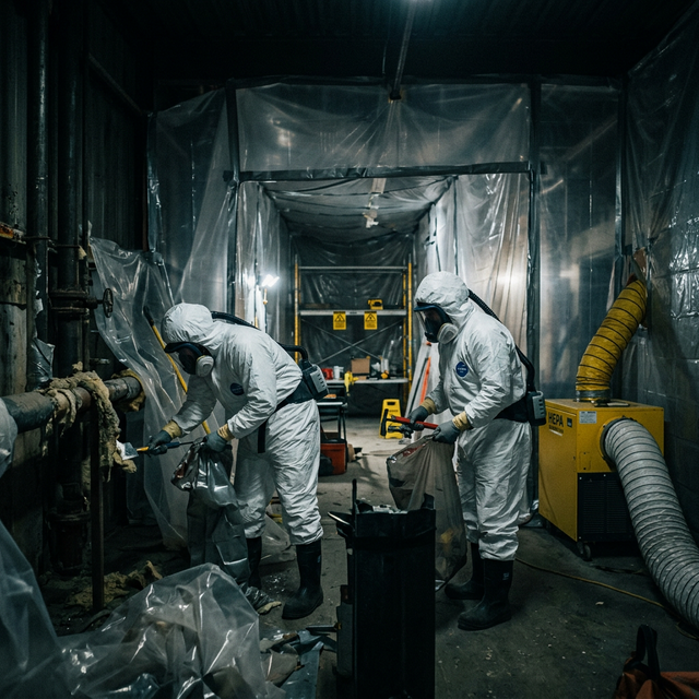 Asbestos abatement contractor removing hazardous materials in Madison WI